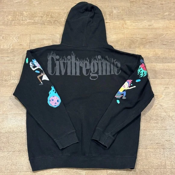 RARE Civil Regime x Rick and Morty Black Graphic Sweatshirt Size Large